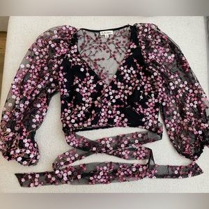 for love & lemons gibson sequin wrap top